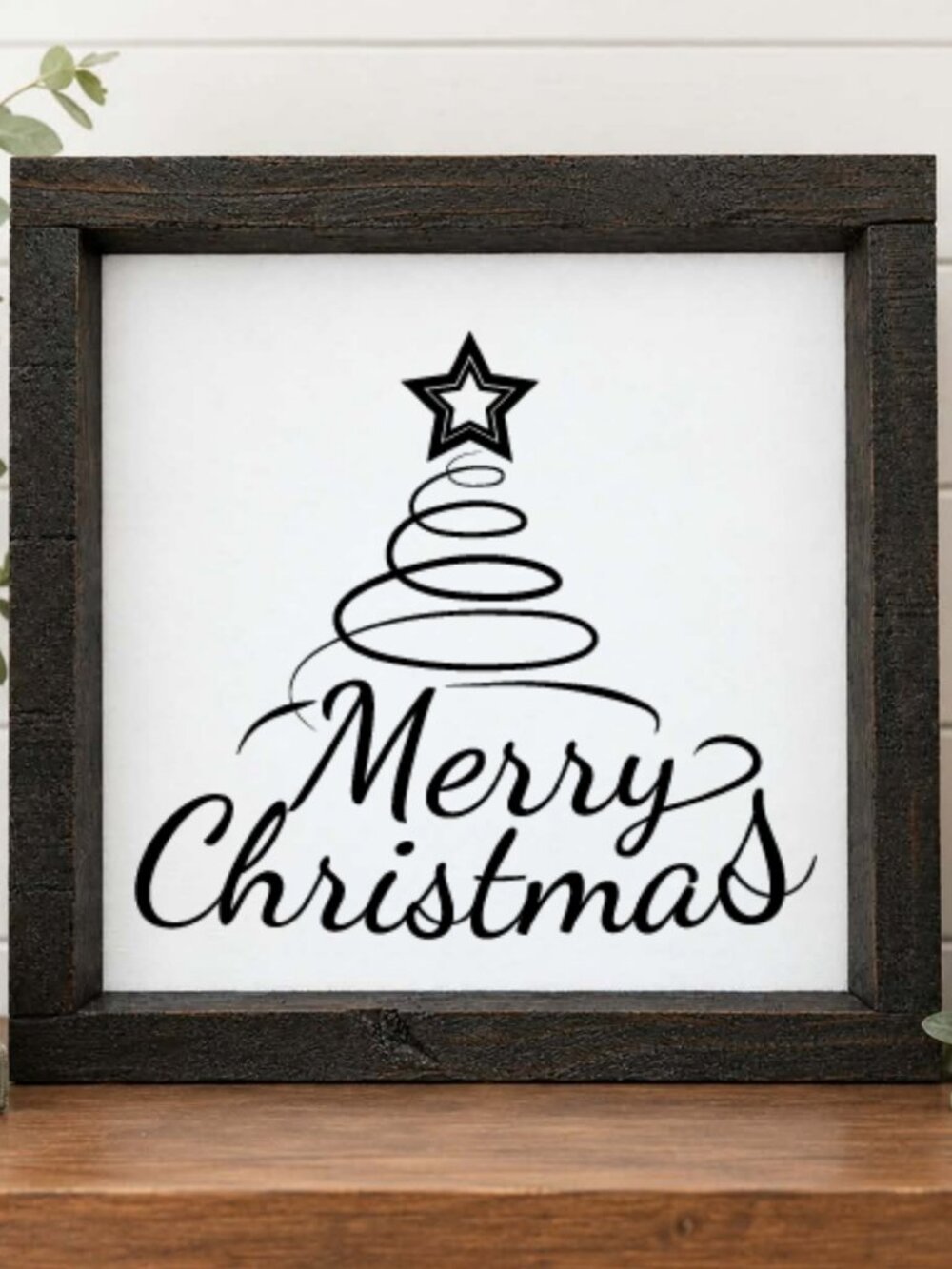 Merry Christmas Tree Handcrafted wood & canvas sign